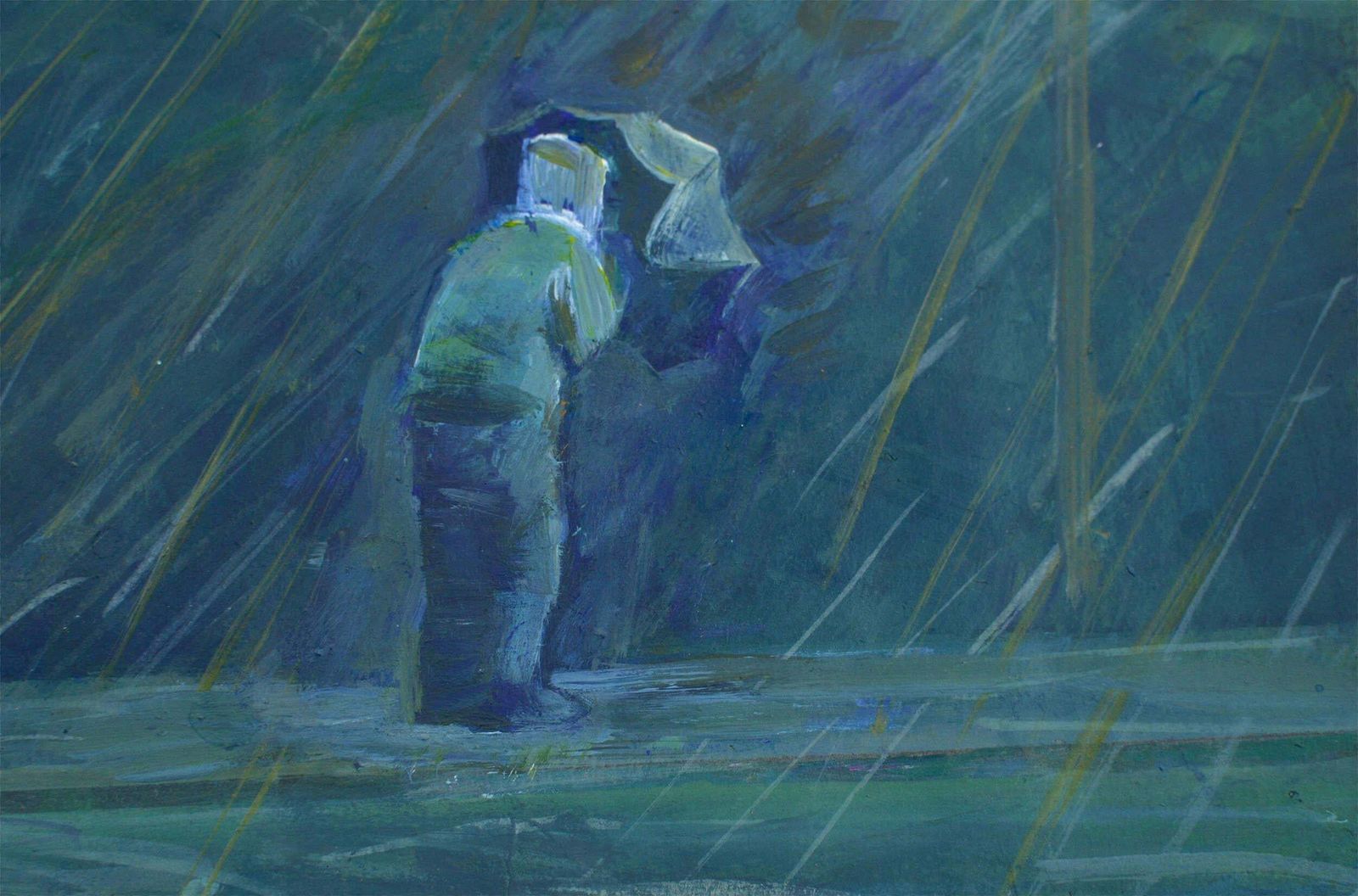 Ansis Butnorin The Rain. 2024., Acrylic On Paper, 25x25 Cm2024 photo buy