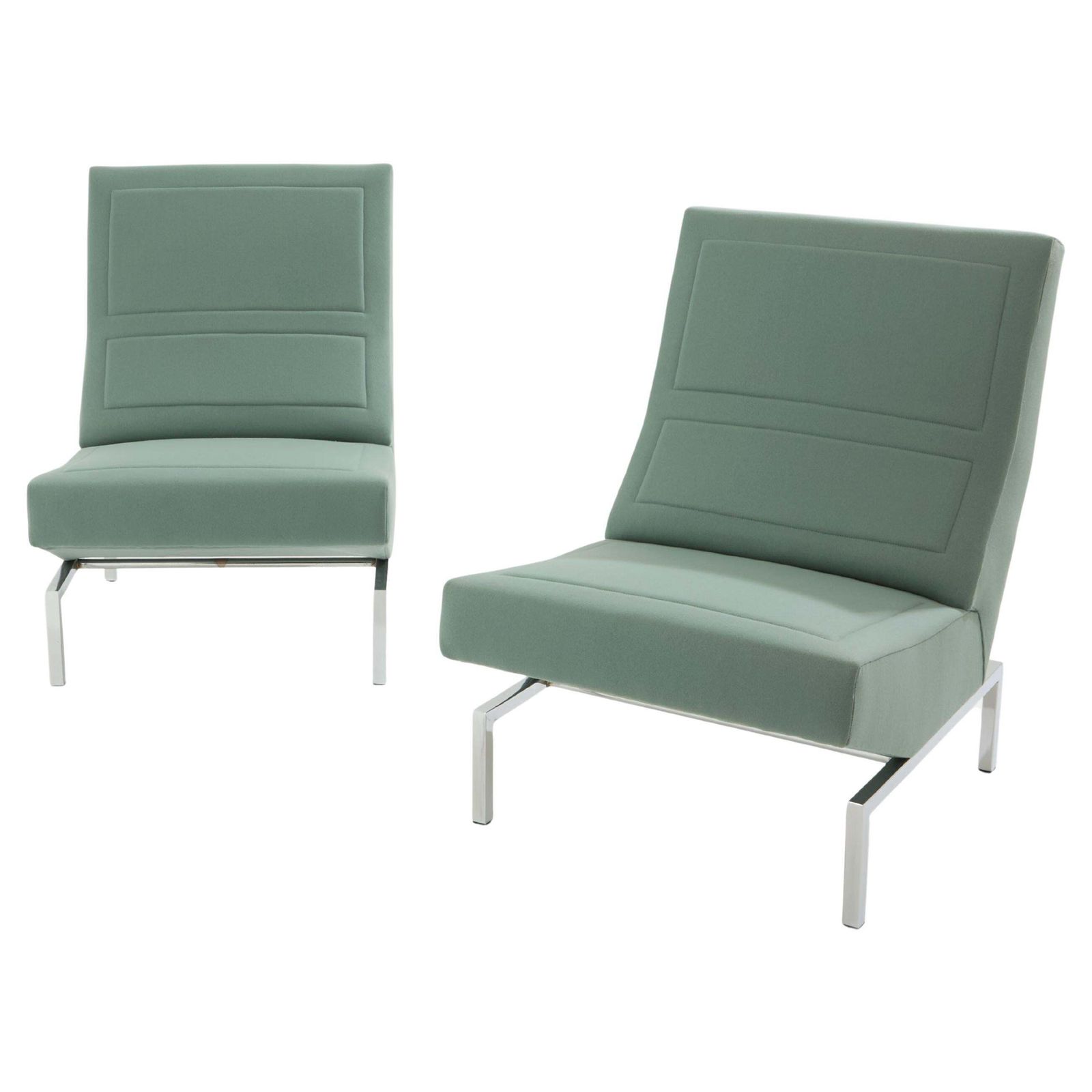 Paire de fauteuils CM236 Pierre Paulin, chrome, velours de laine satiné, 1960