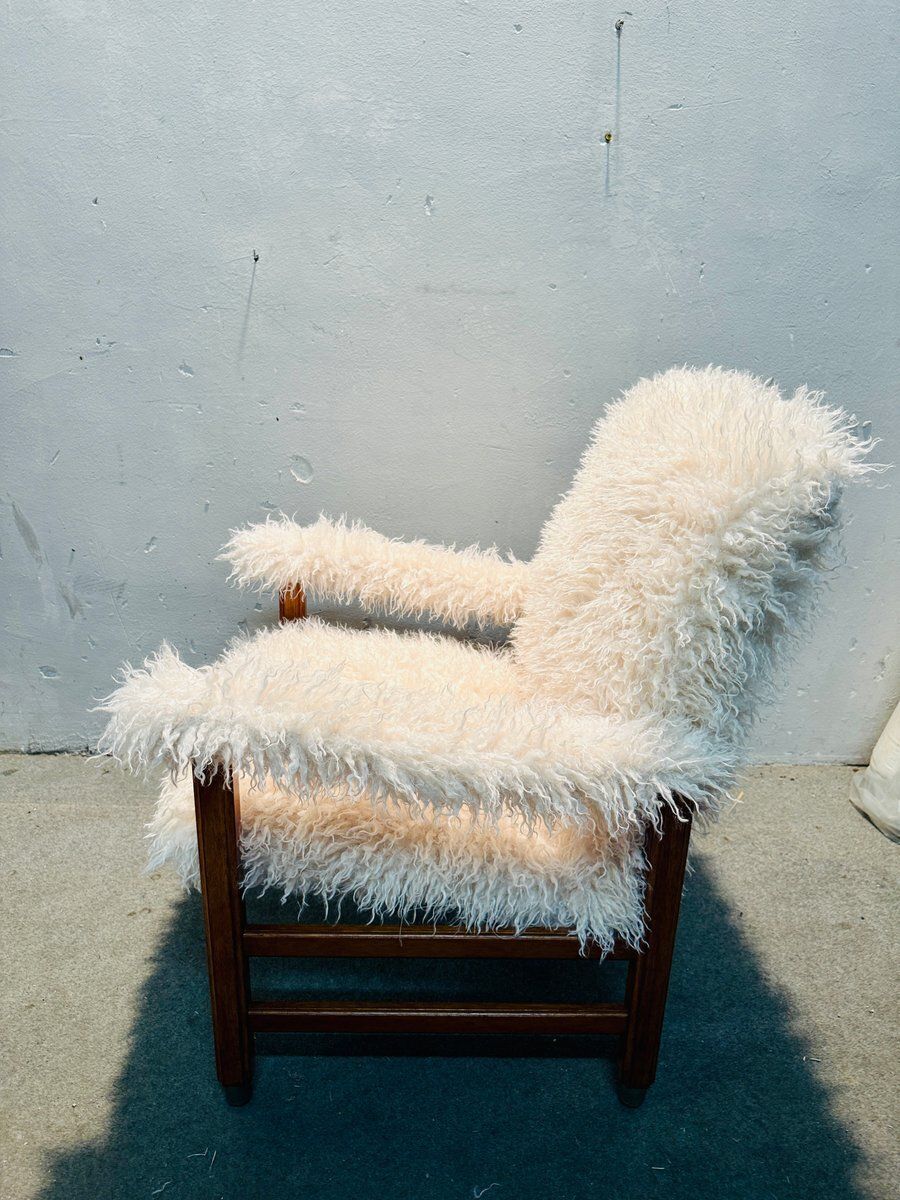 Vintage Chair In Long Haired Wool, 1960s photo Furniture