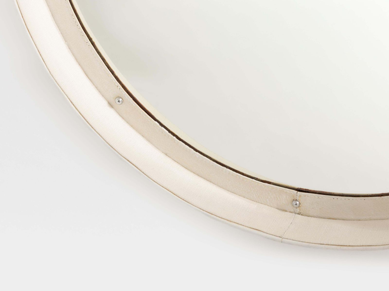 Miroir rond en cuir crème Jacques Adnet, 1940 photo Décoration