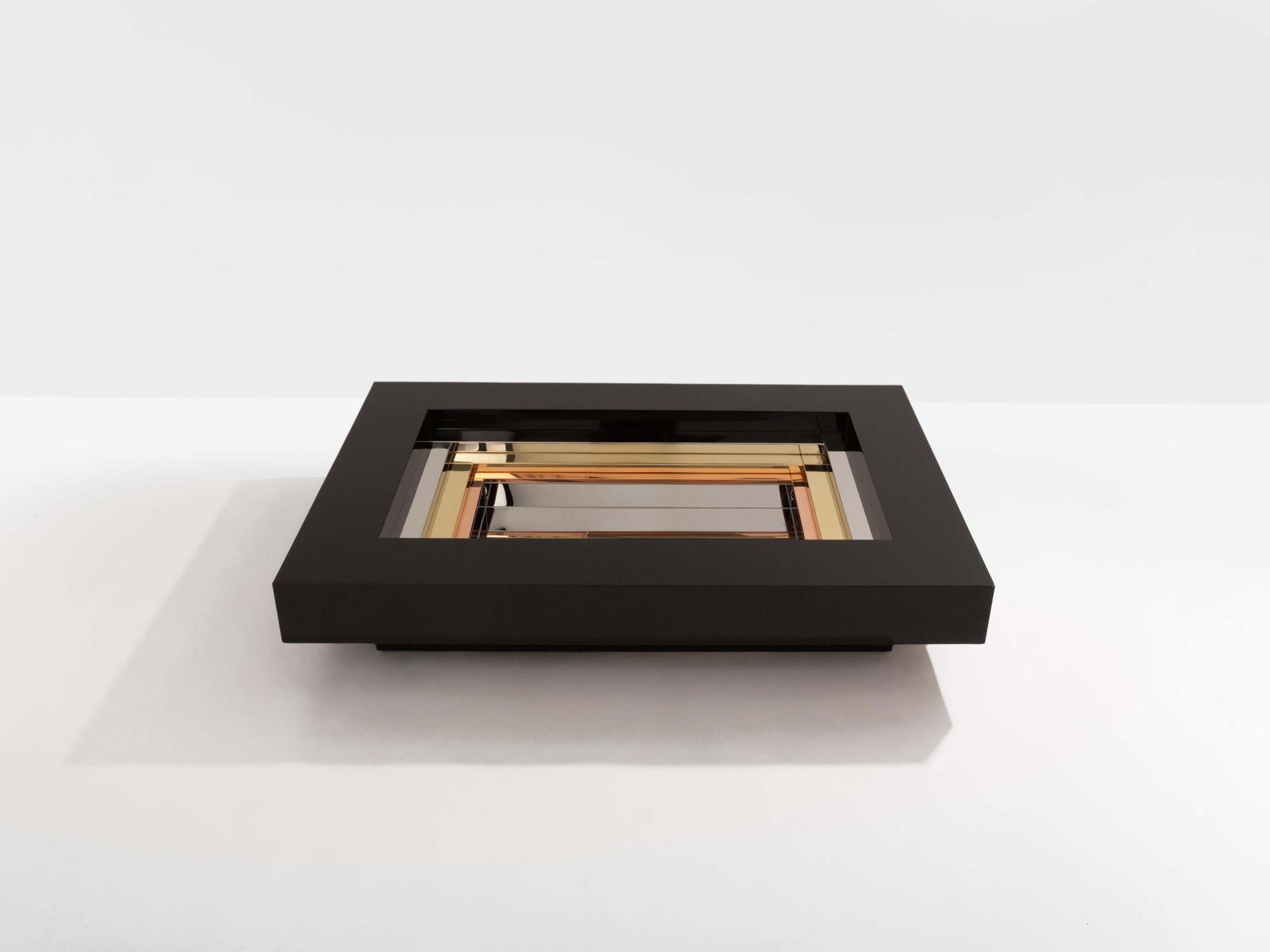 Alain Delon For Maison Jansen Brass Chrome Lacquered Coffee Table 1972 photo furniture