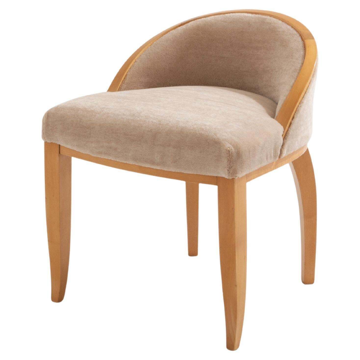 Fauteuil de bureau ou de coiffeuse André Arbus en sycomore et velours mohair, 1934