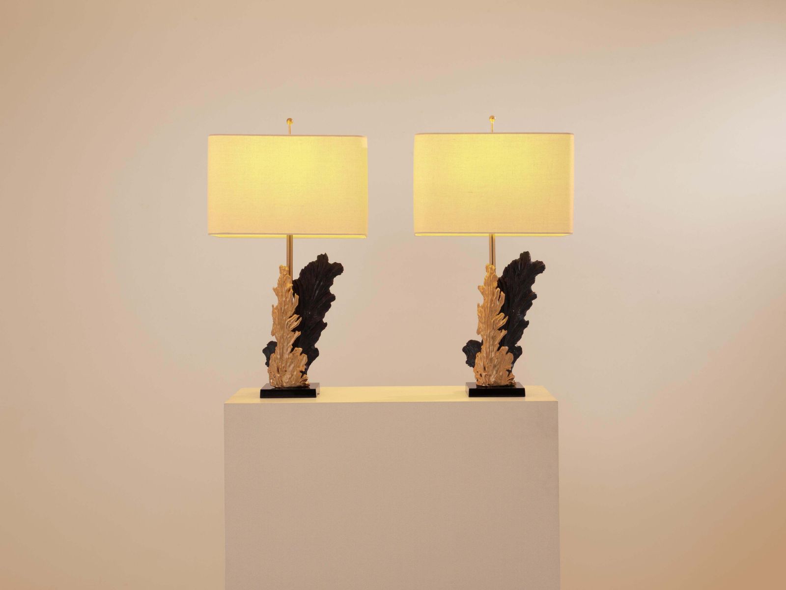 Philippe Cheverny Pair Of Large Resin And Bronze Table Lamps 1970s photo furniture