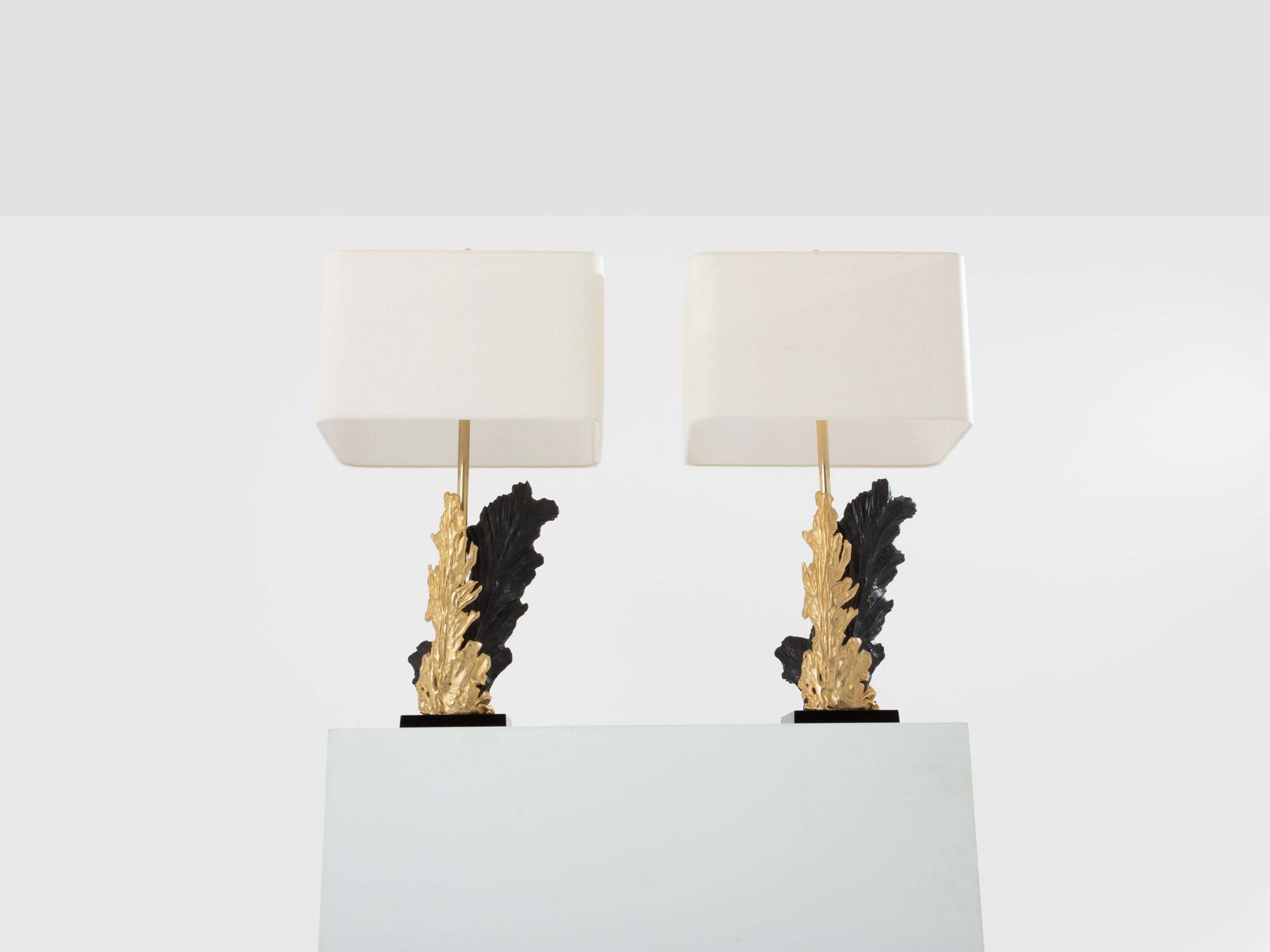 photo for sale Philippe Cheverny Pair Of Large Resin And Bronze Table Lamps 1970s