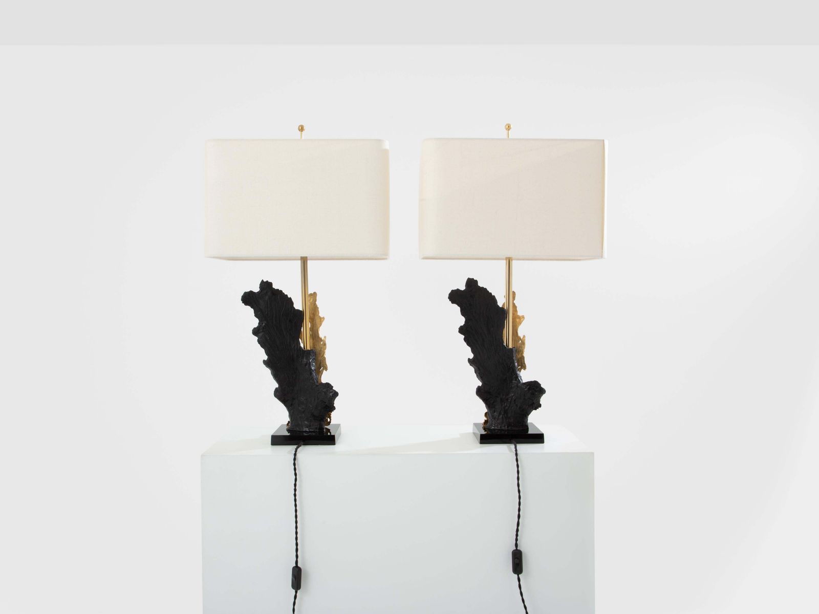10740.0 Philippe Cheverny Pair Of Large Resin And Bronze Table Lamps 1970s photo