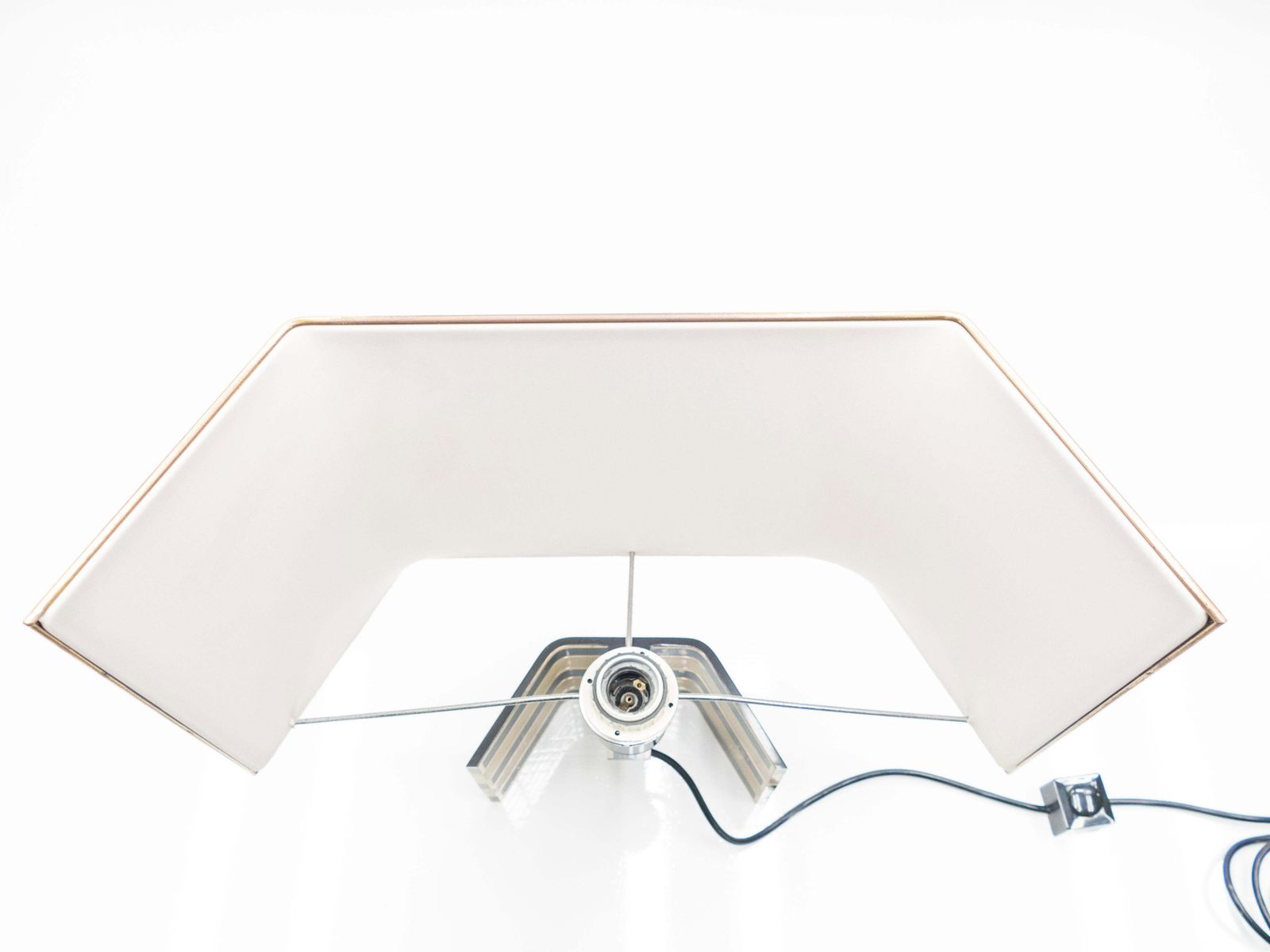 Grande lampe de table Romeo Rega en laiton et noir, Italie, années 1970 photo vintage