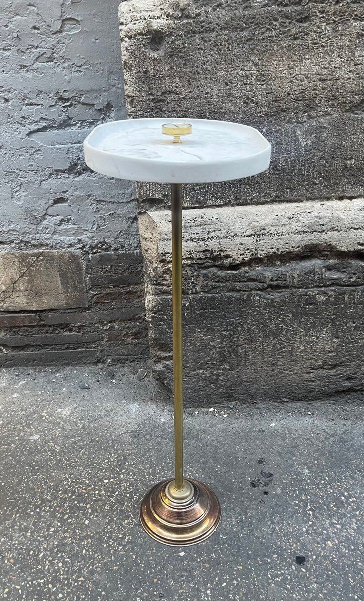 Pocket Emptier Table In Brass And Marble, 1960s photo vintage
