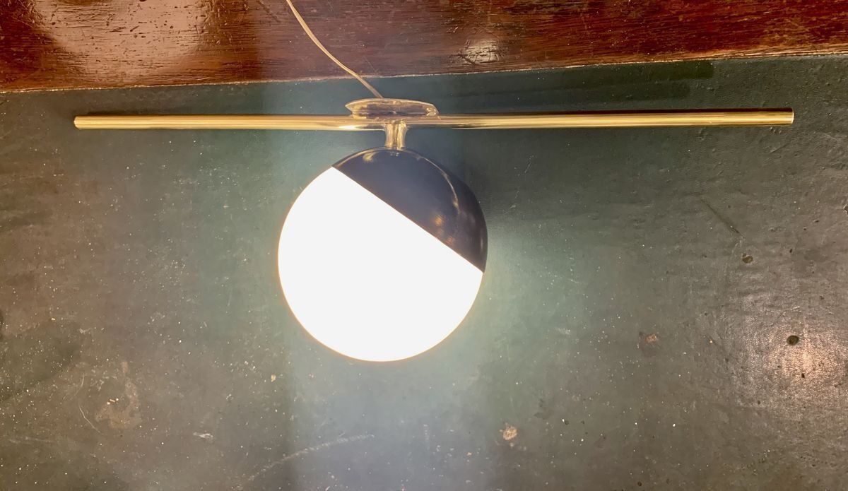 Art Deco Brass And Opaline Glass Wall Lamp, Italy, 1945 photo buy