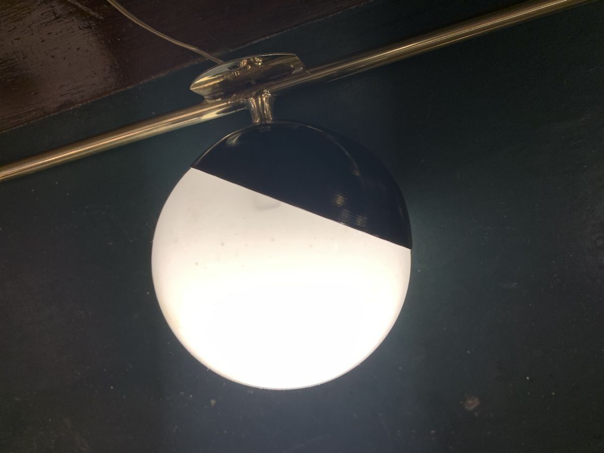 Art Deco Brass And Opaline Glass Wall Lamp, Italy, 1945 photo vintage