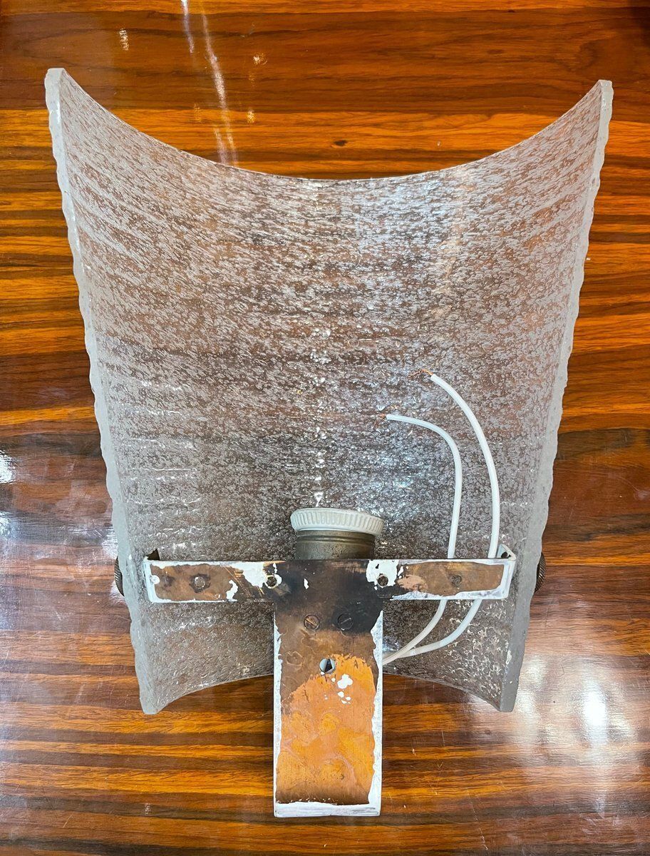 Art Deco Wall Lamp In Murano Glass, Copper And Brass, 1940s photo 586.0