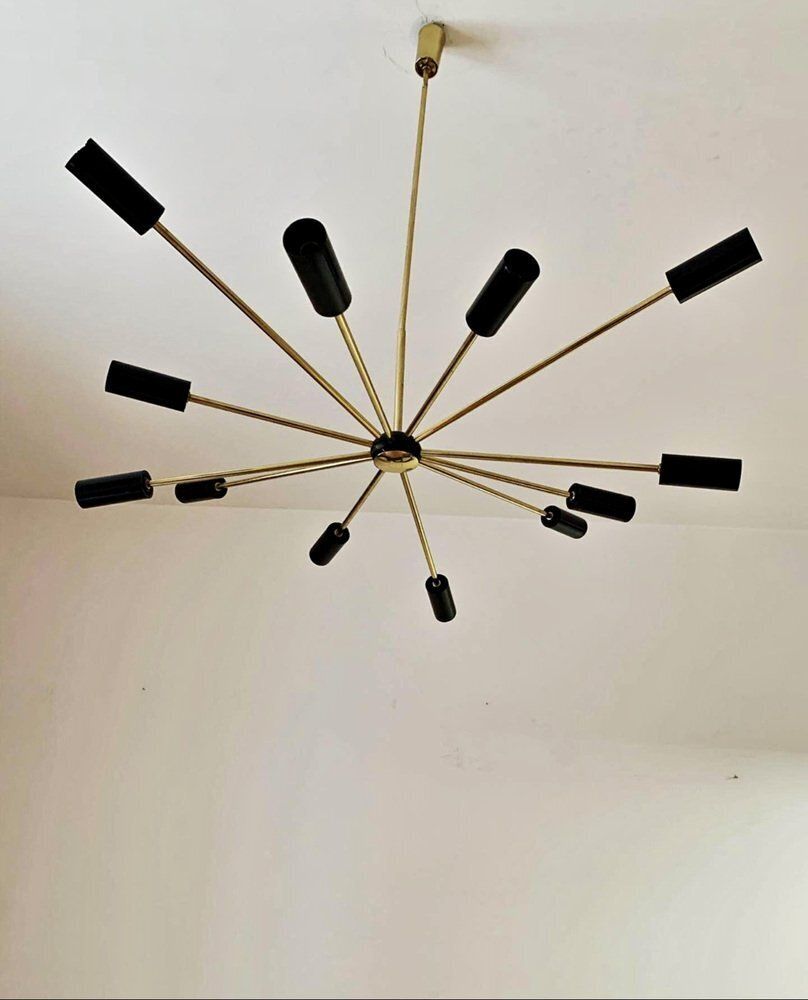 Black And Gold Sputnik Chandelier, 1960s photo furniture