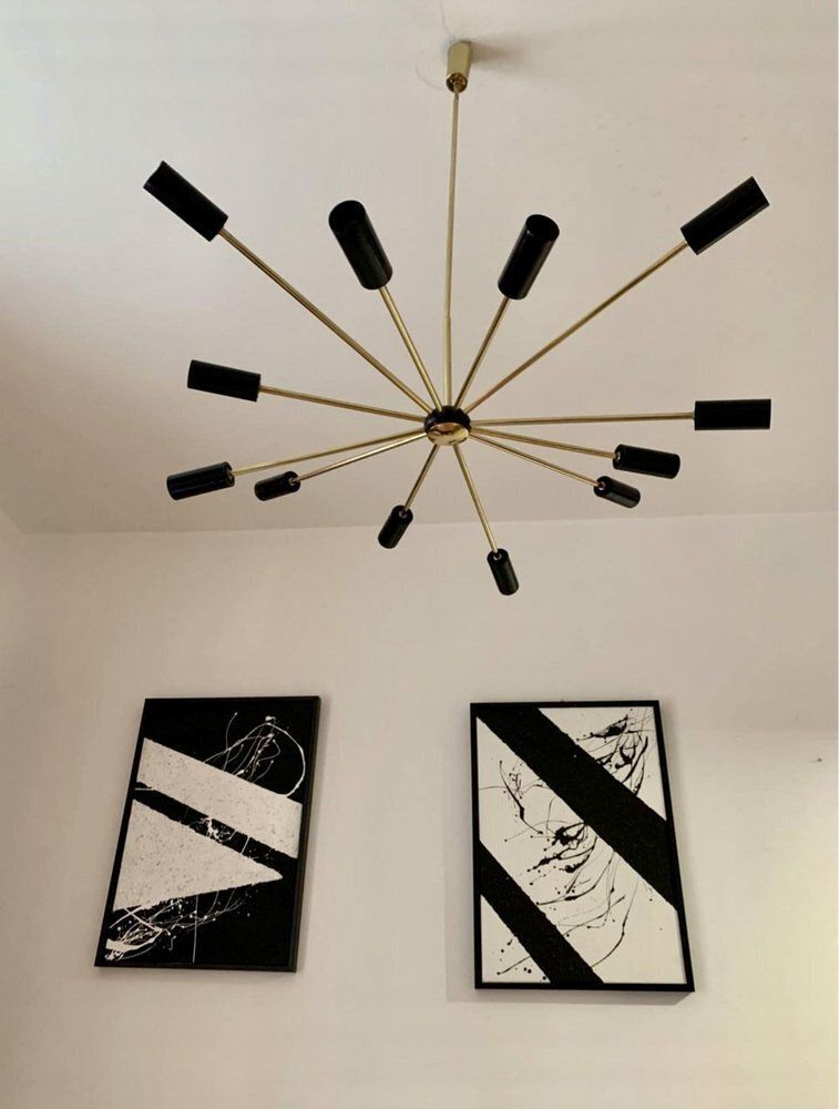 Black And Gold Sputnik Chandelier, 1960s photo Lighting