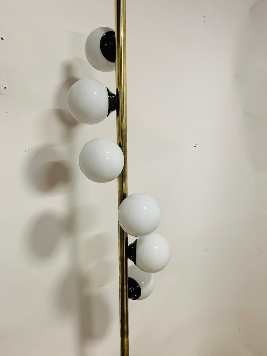Vintage Floor Lamp With 6 Opaline Spheres, Italy, 1960s photo Lighting