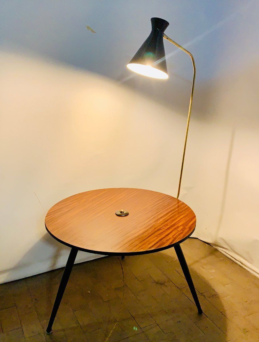 Vintage Italian Coffee Table With Integrated Lamp, 1960s