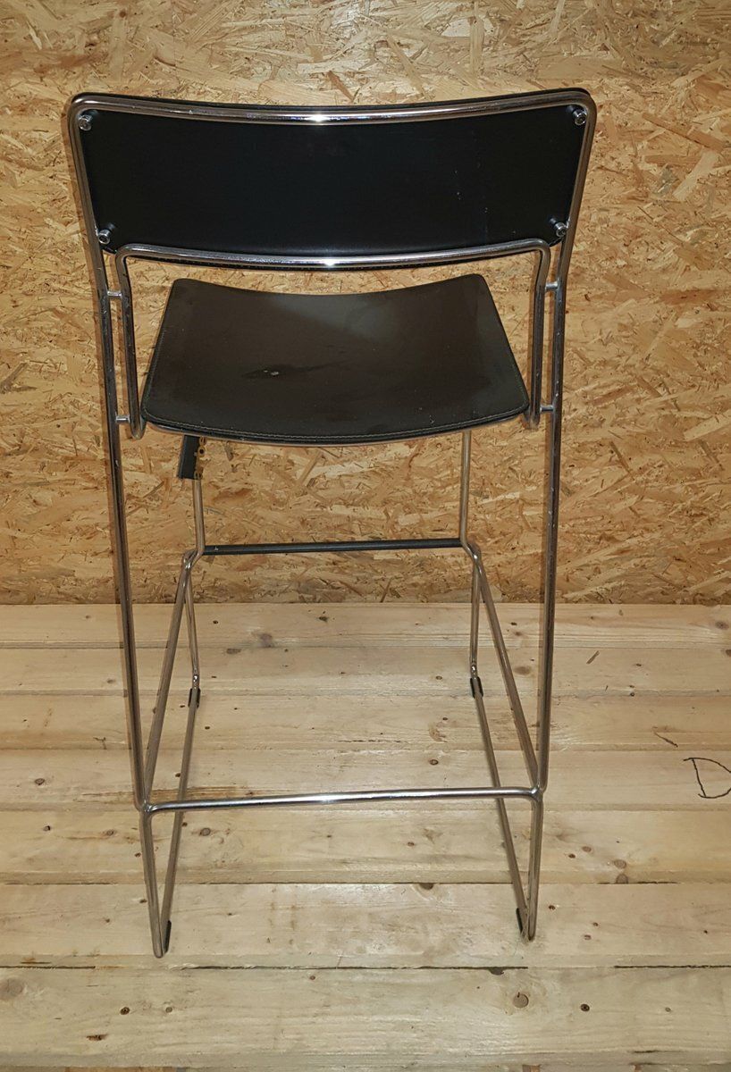Italian Black Sultana Bar Chair From Arrben With Chromed Legs, 1970s photo Furniture