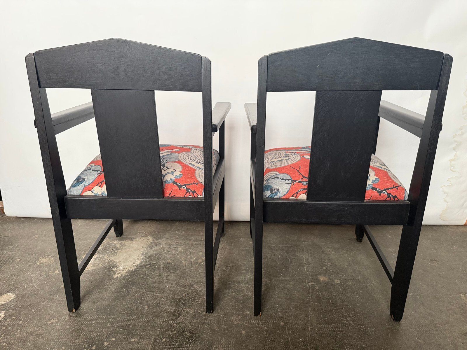 Dutch Art Deco Chairs In Stained Oak, 1930s, Set Of 2 photo 1078.0