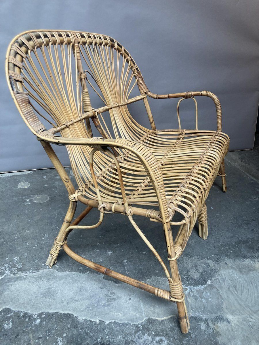 Rattan Loveseat And Table, 1950s, Set Of 2 photo buy