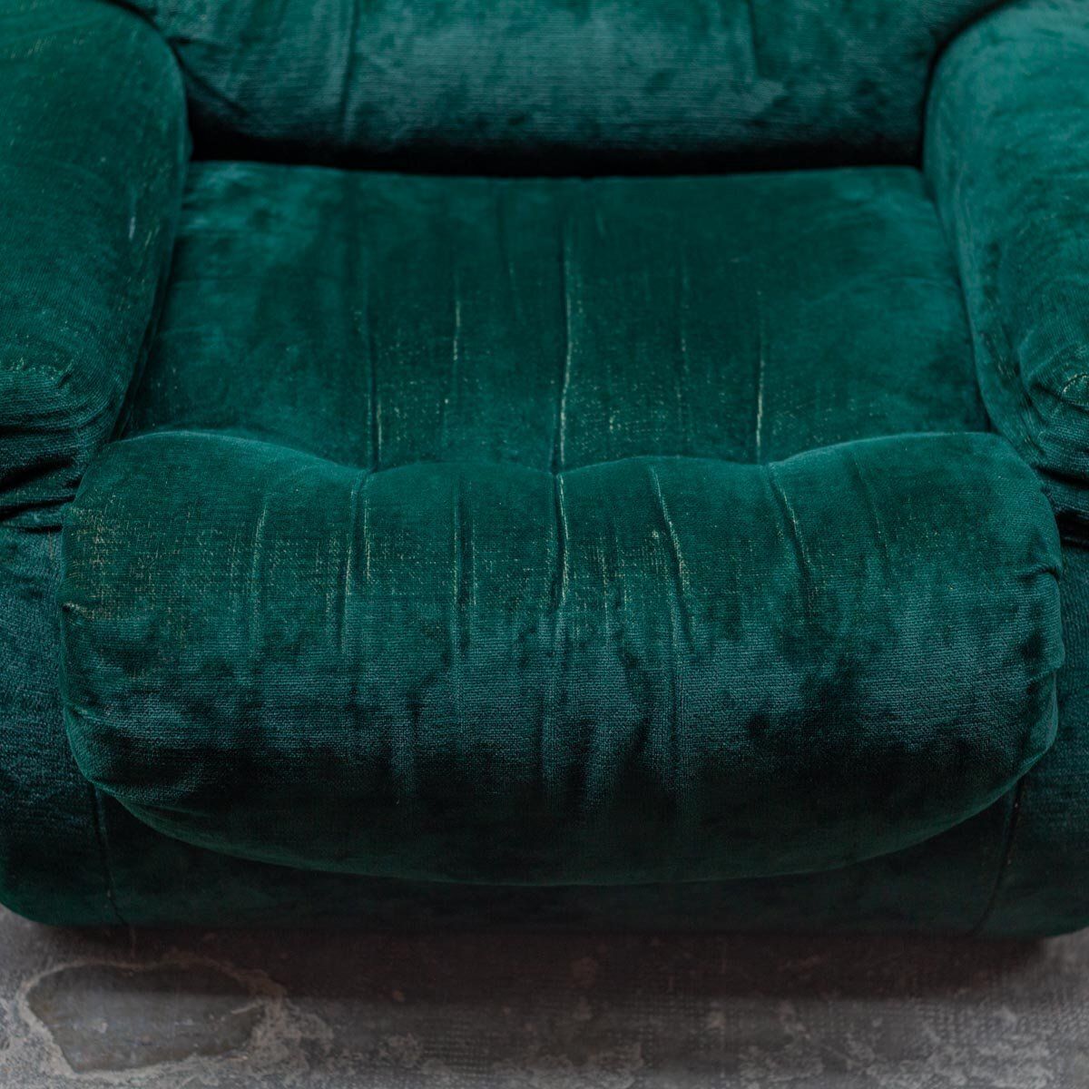photo for sale Italian Green Velvet Lounge Chairs,1970s, Set Of 2