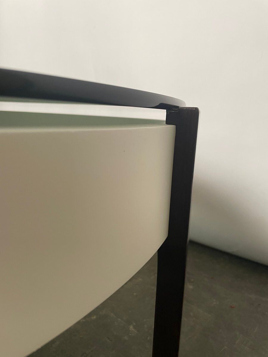 Round Coffee Table In White And Wengé With Smoked Glass Top, 1970s photo 816.0