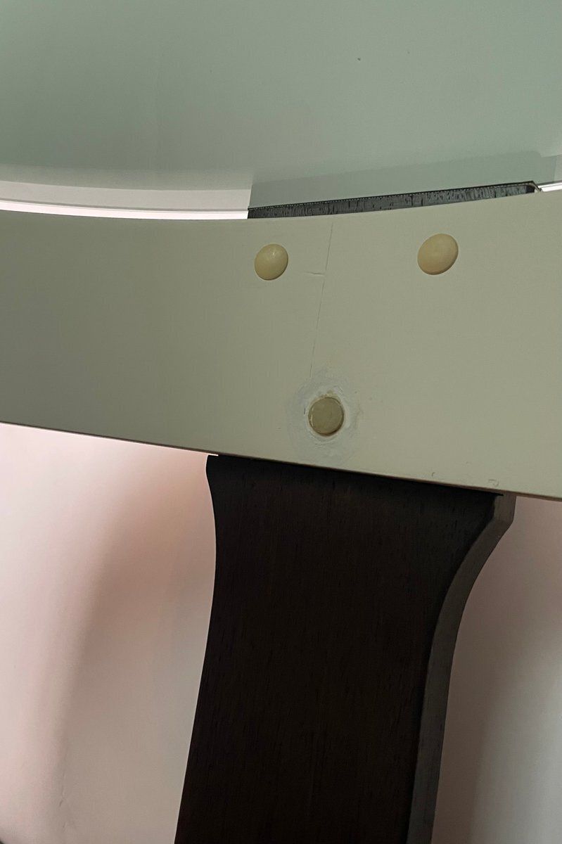 Round Coffee Table In White And Wengé With Smoked Glass Top, 1970s photo vinterior