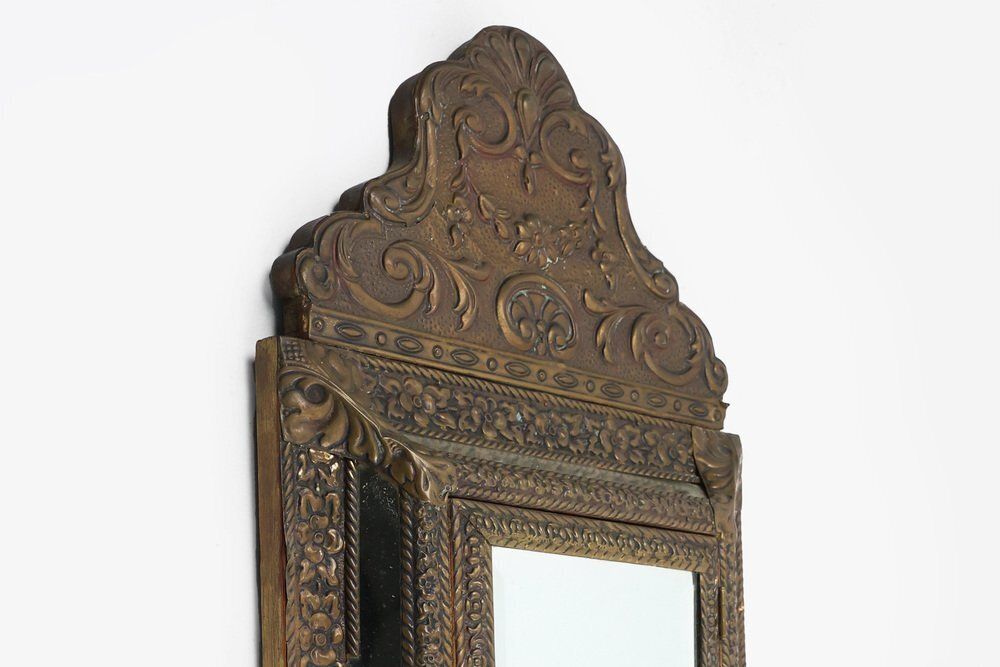 Art Deco French Copper Wall Cabinet With Beveled Mirror, 1930s photo furniture