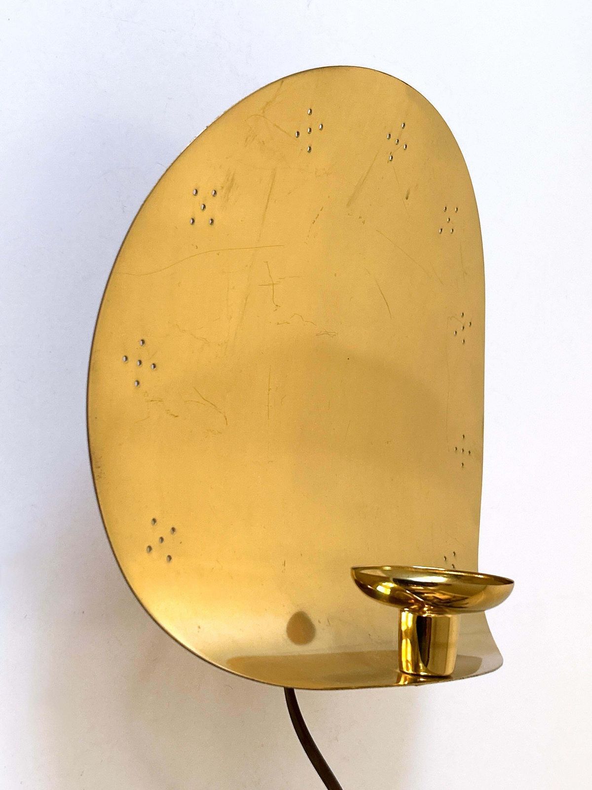 1327.0 Elegant Mid Century Brass Sconce With Candle Holder By Boréns Borås Sweden 1970s photo