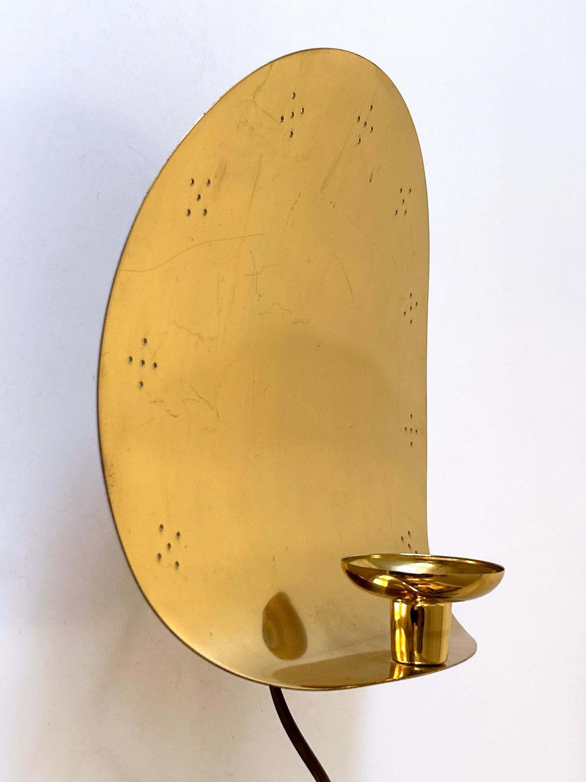 photo buy Elegant Mid Century Brass Sconce With Candle Holder By Boréns Borås Sweden 1970s