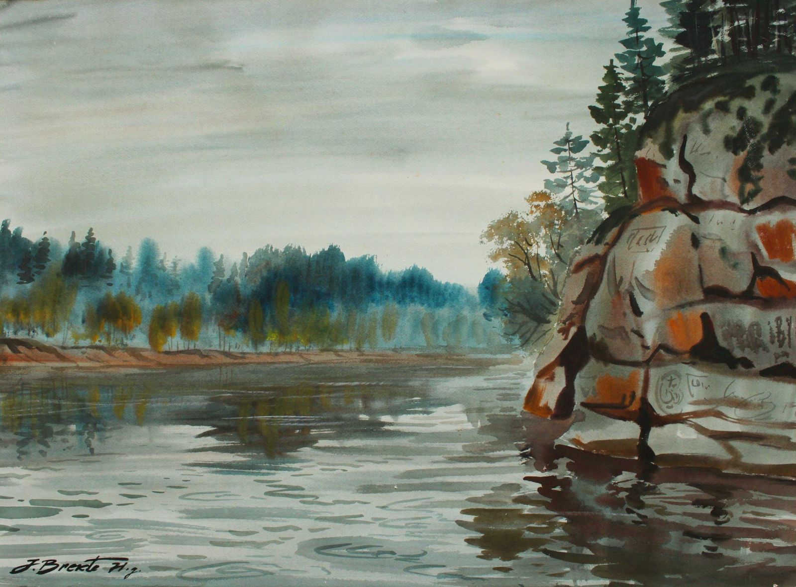 Janis Brekteolinkalns, Paper/Watercolor, 54x75 Cm, 1971.1971