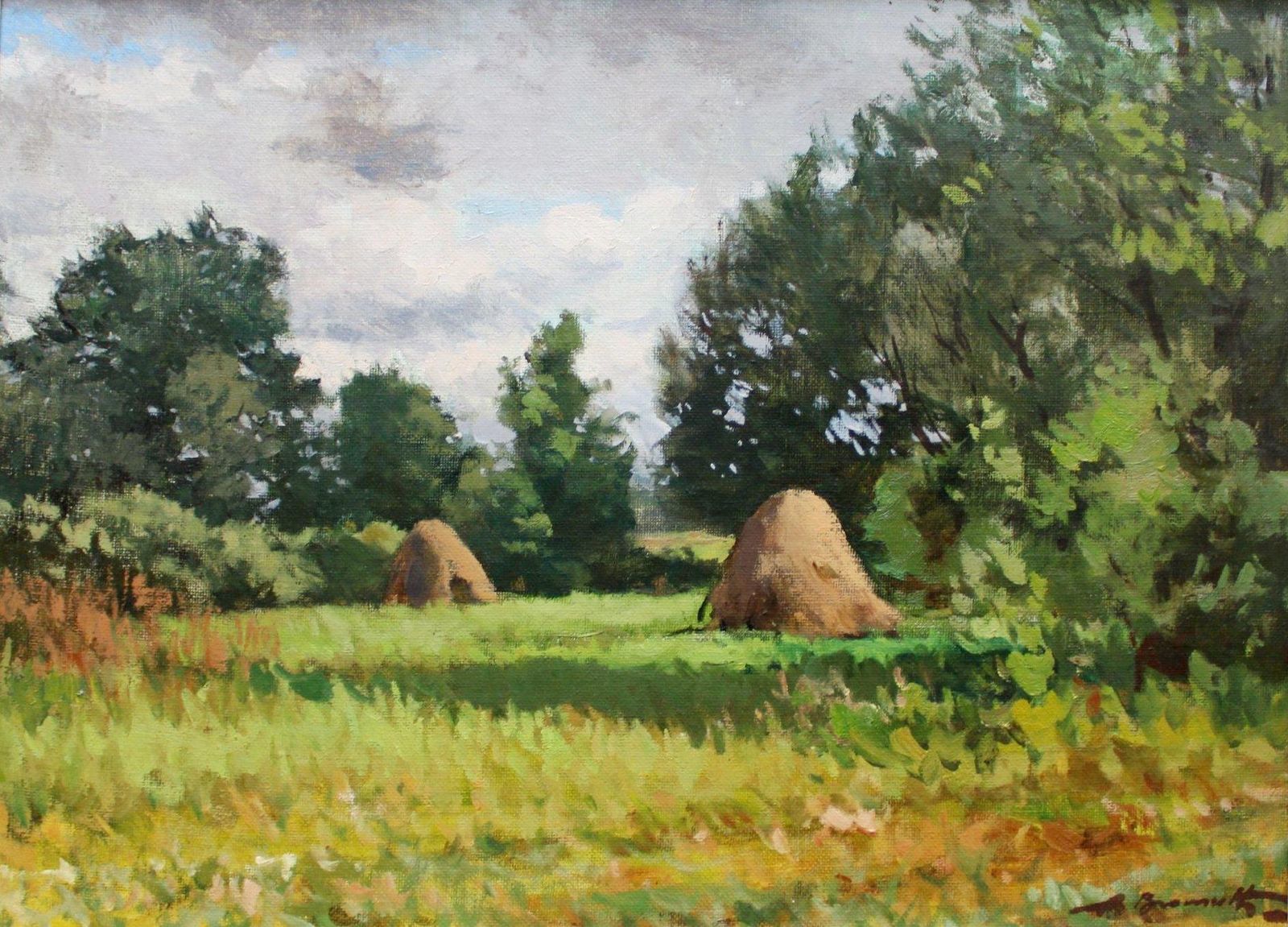 Alfejs Bromults Young Farmer's Meadow,  Oil/Canvas, 50x70 Cm1989 photo furniture