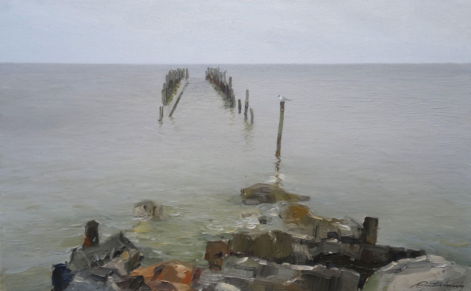 Gutmanis Andislapmezciems Pier  Oil/Canvas, 50x80 Cm2021