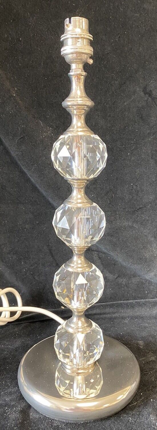 Designer Lighting  40 Cm Tall Glass Crystal  Table Lamp & Polished Silver Metal photo for sale