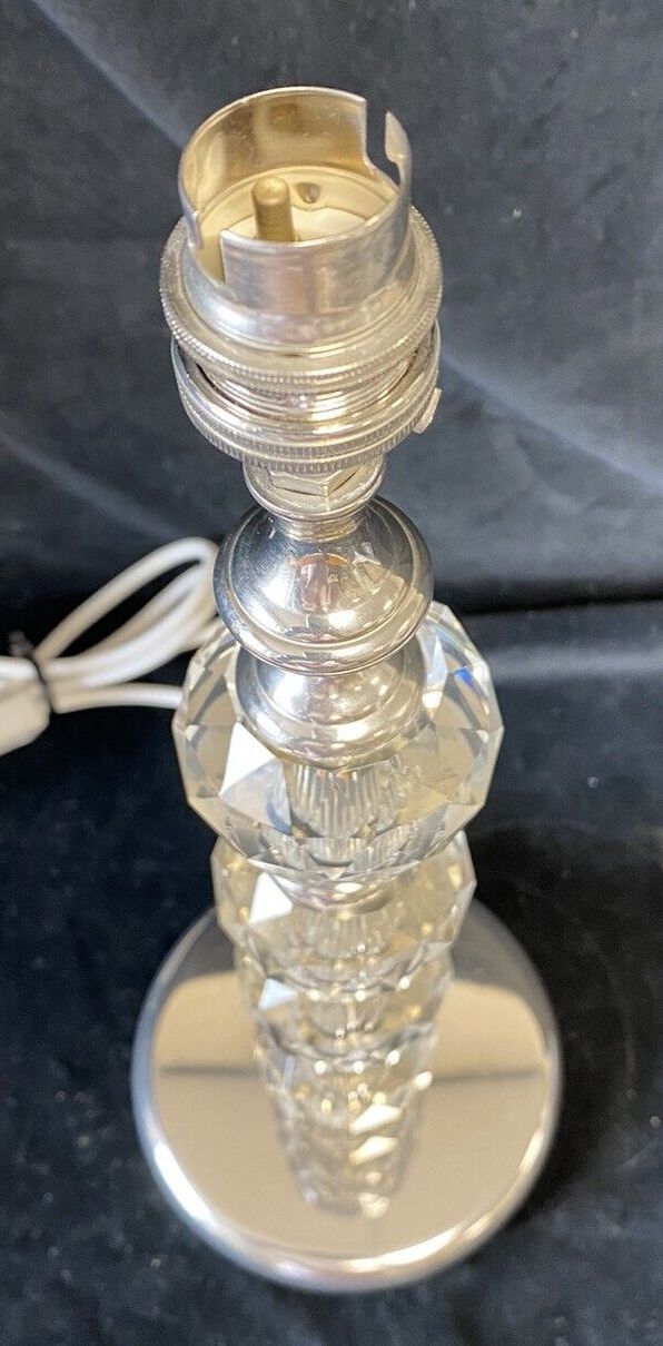 Lighting Designer Lighting  40 Cm Tall Glass Crystal  Table Lamp & Polished Silver Metal photo
