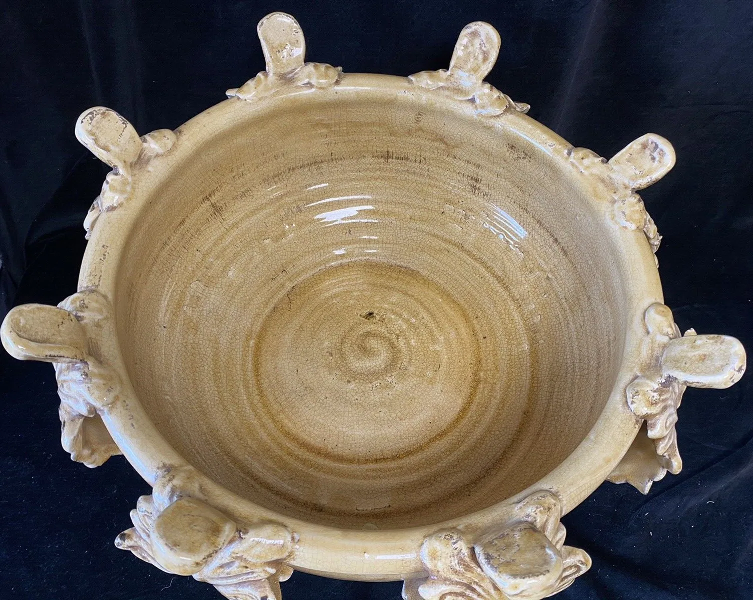 Huge Vintage French Stoneware Centrepiece Classical Urn Planter Bowl photo vinterior
