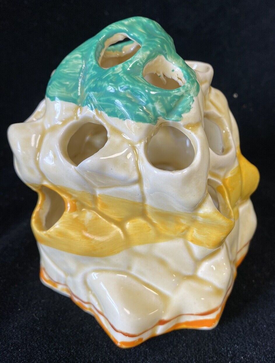 Clarice Cliff Collectable Fantastque Flower Frog Stem Vase Newport Pottery photo buy