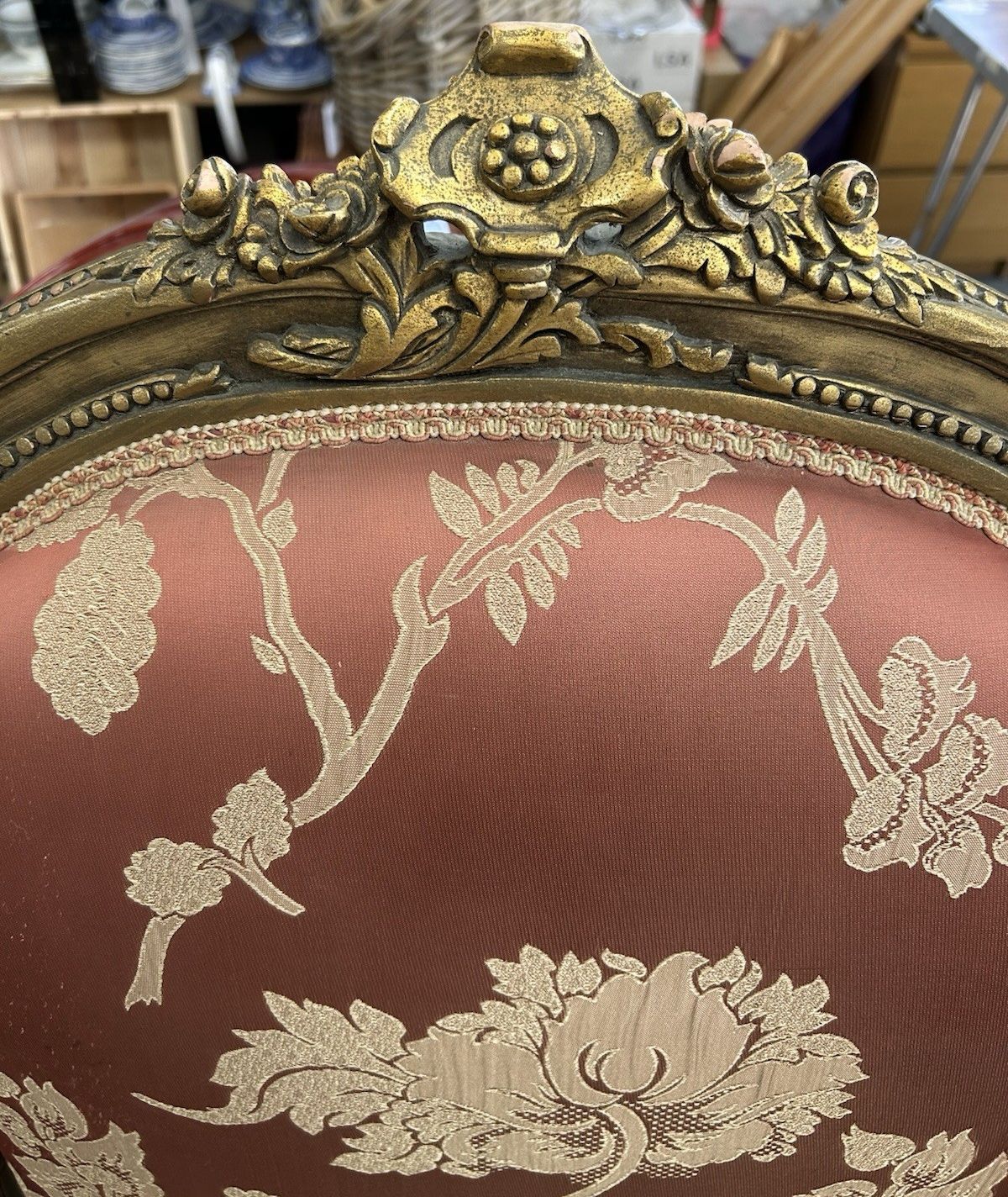 Antique Gilt French Armchair Ornate Carved & Gessoed Frame photo 199.0
