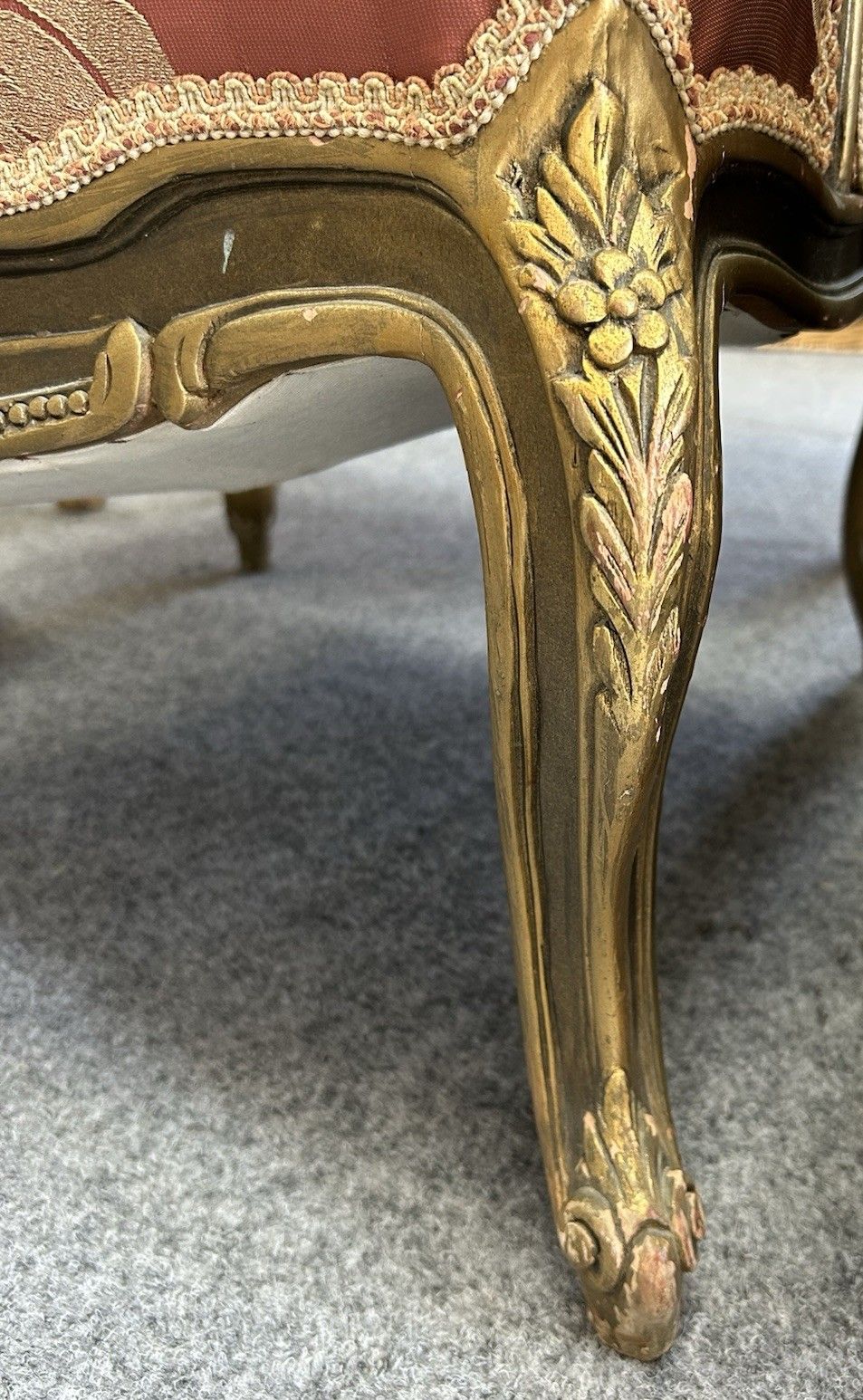 photo for sale Antique Gilt French Armchair Ornate Carved & Gessoed Frame