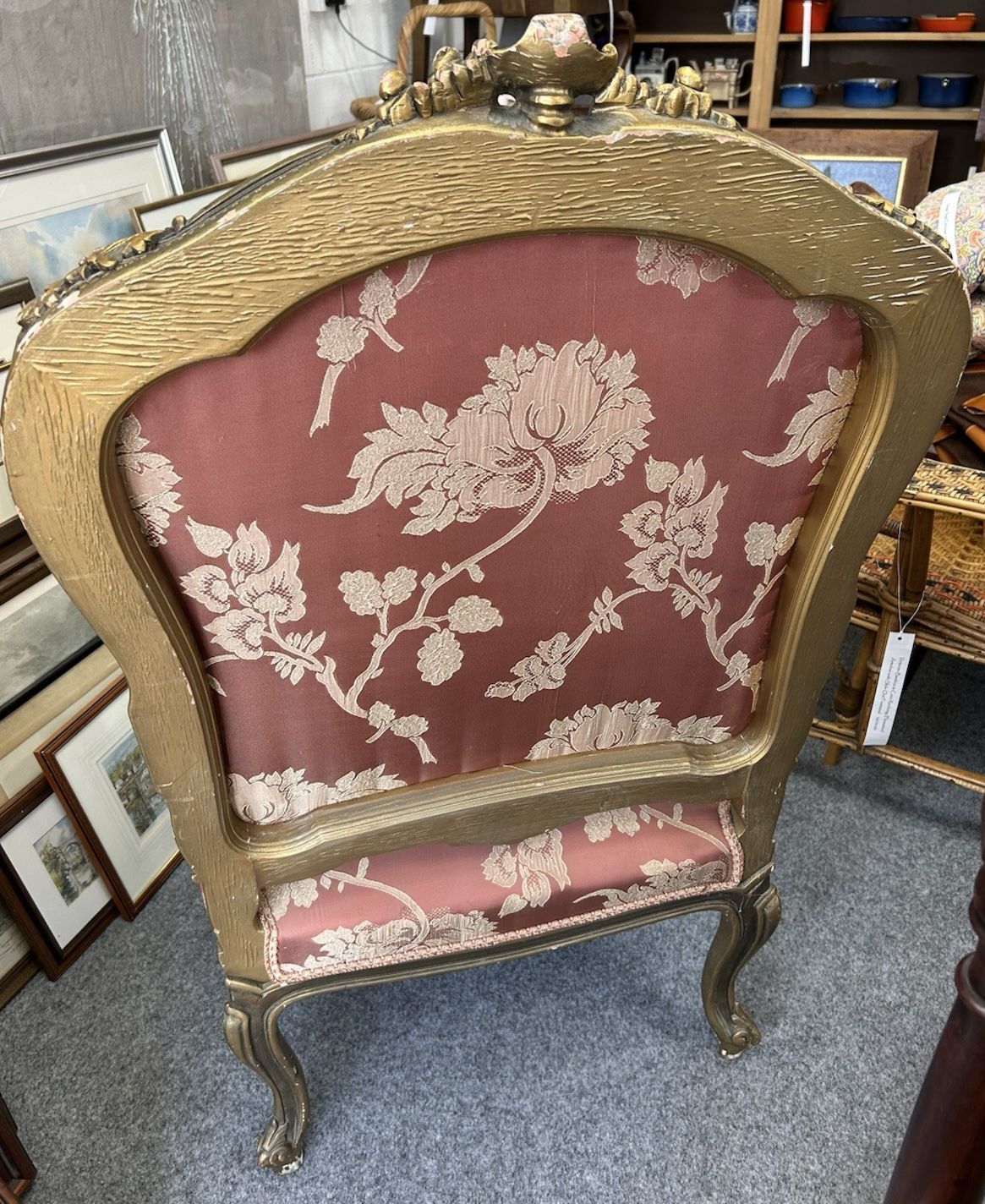 photo vintage Antique Gilt French Armchair Ornate Carved & Gessoed Frame
