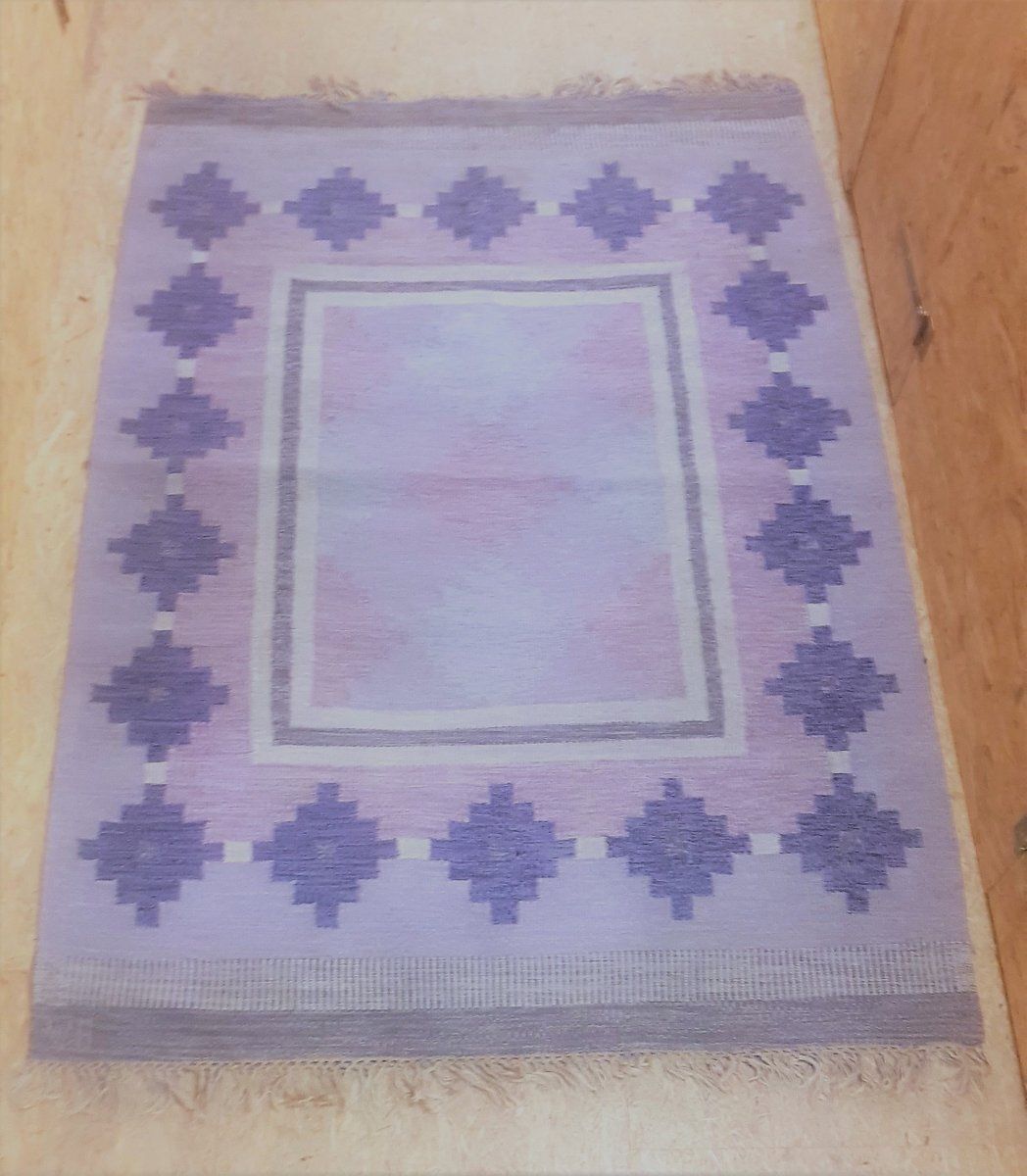 Swedish Handwoven Röllakan Carpet By Alice Wallbäck photo for sale