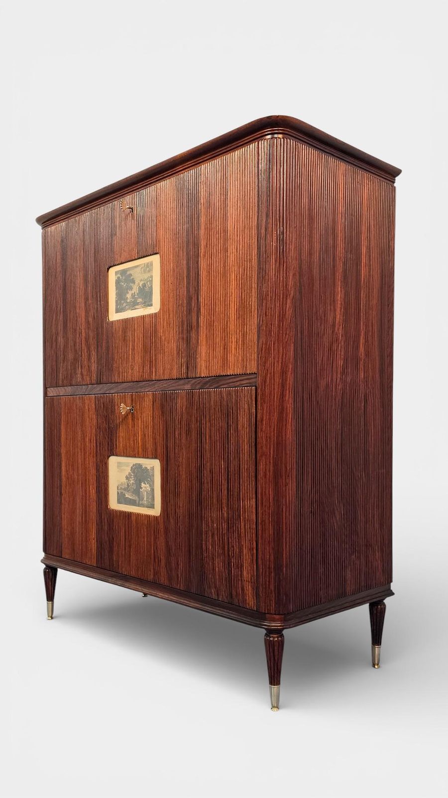 Italian Mid Century Sideboard Or Cabinet Bar With "Grissinato " Design photo for sale