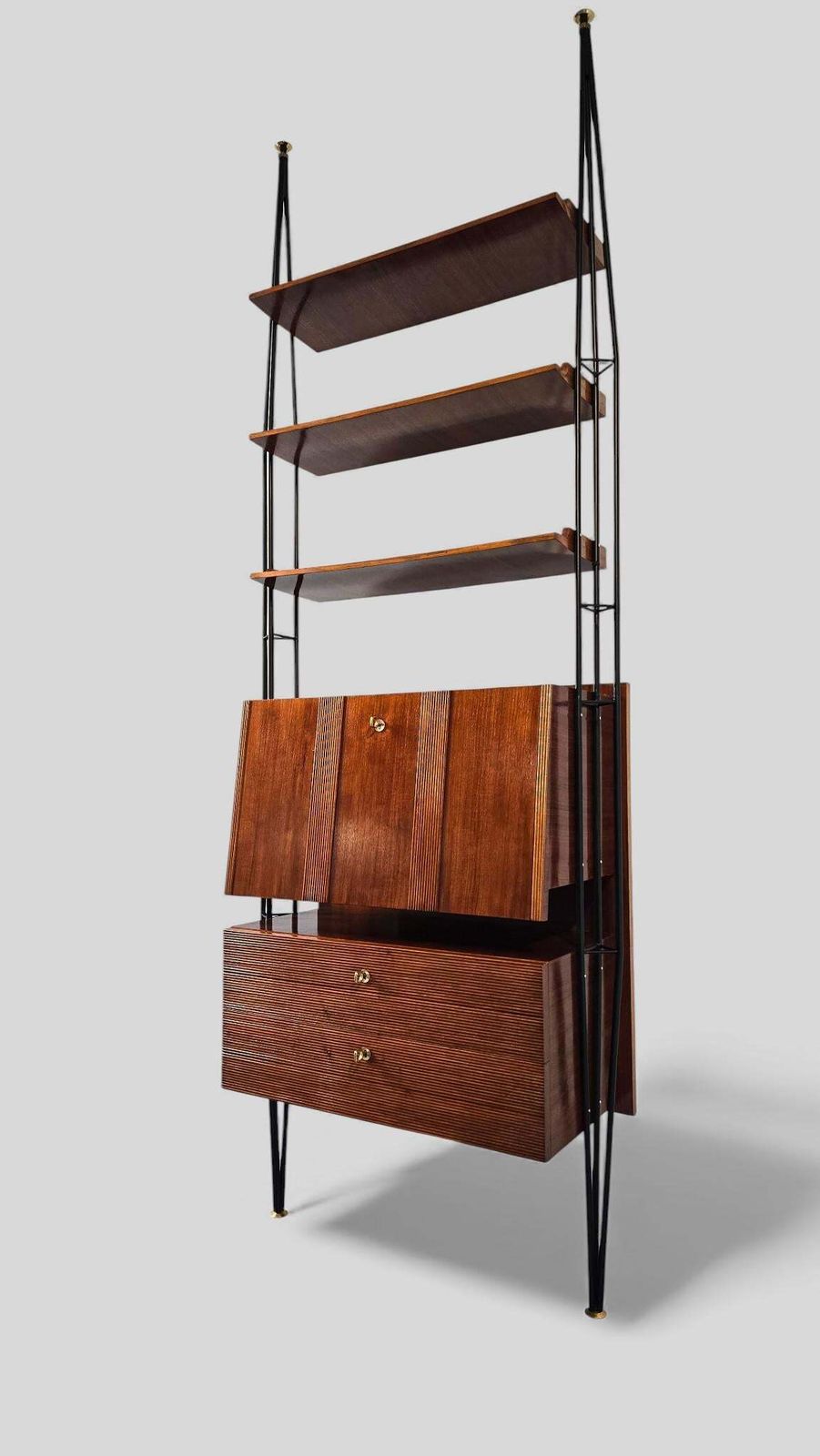 Italian Mid Century Wall Unit Bookcase With Cabinet Bar, 1960s photo for sale