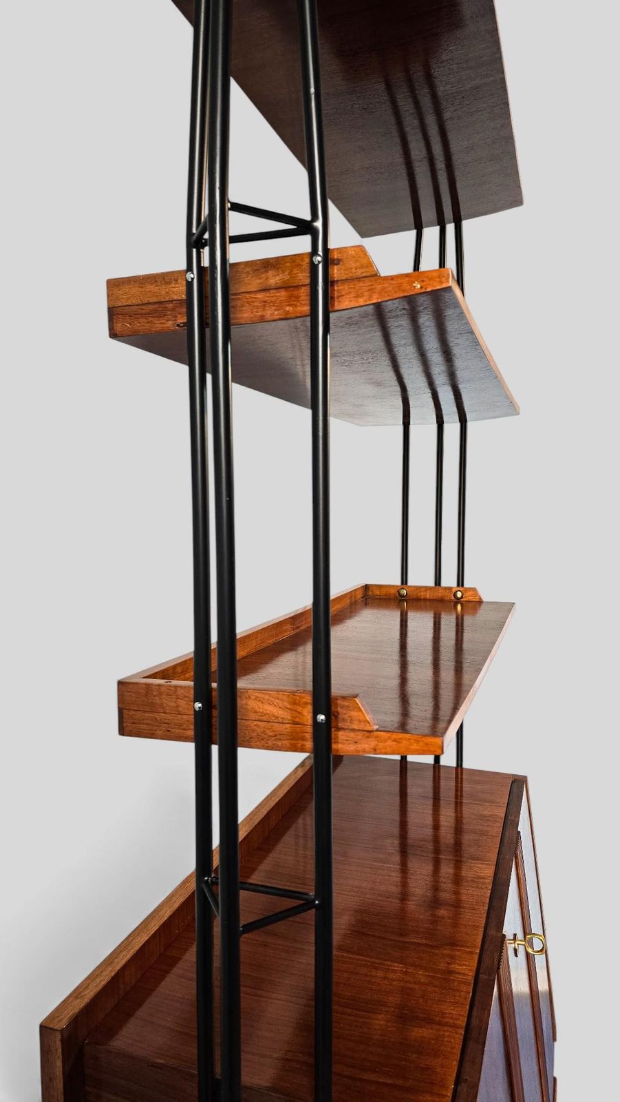 photo furniture Italian Mid Century Wall Unit Bookcase With Cabinet Bar, 1960s