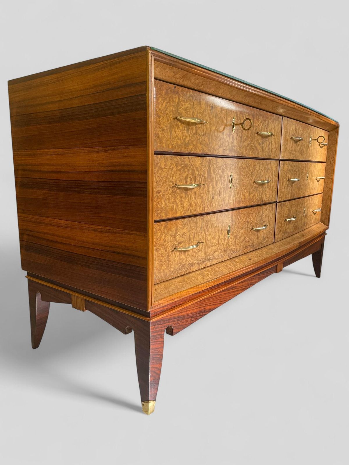 Italian Mid Century Sideboard Or Chest Of Drawers In  Maple Root, 1950s photo for sale