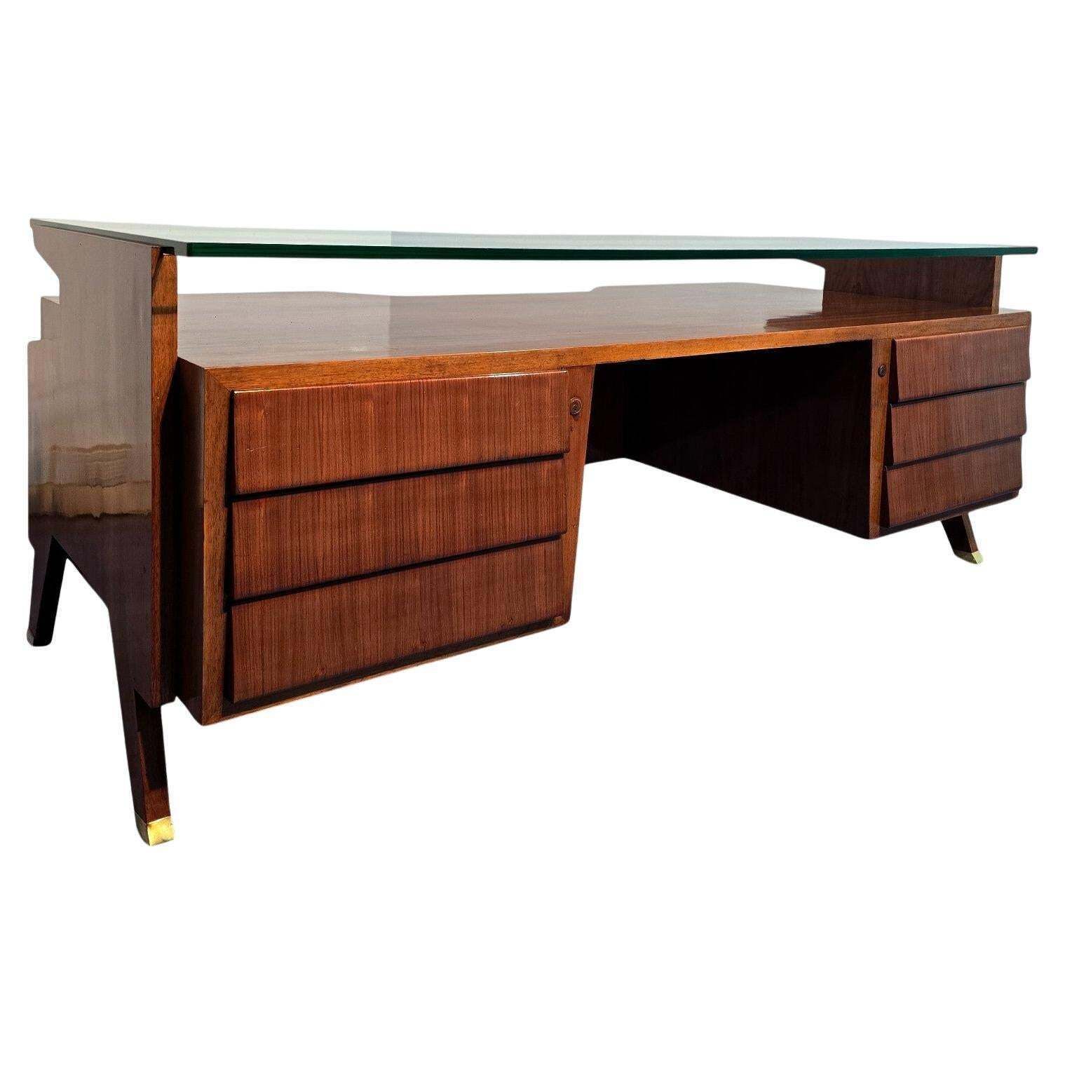Italian Midcentury Presidential Executive Table Desk Designed By Vittorio Dassi photo furniture