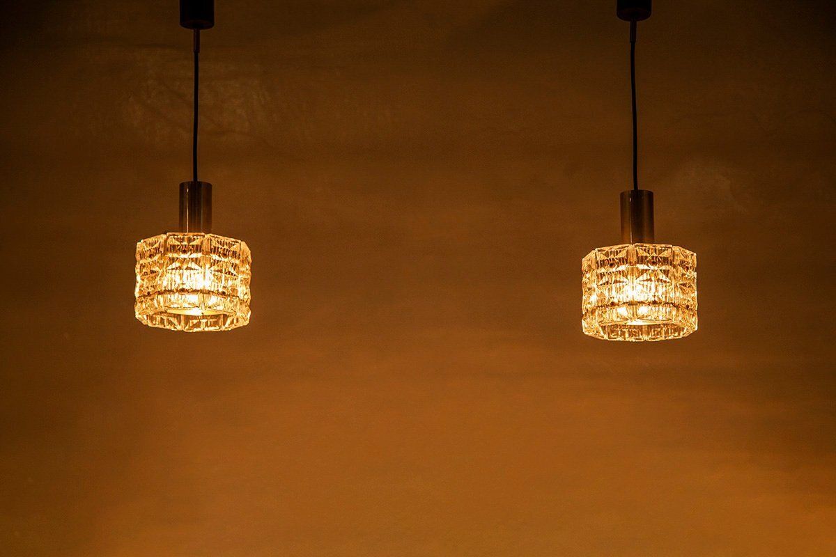 photo furniture Vintage Geometric Crystal Prism Pendant Lamps From Kinkeldey, 1960s, Set Of 2