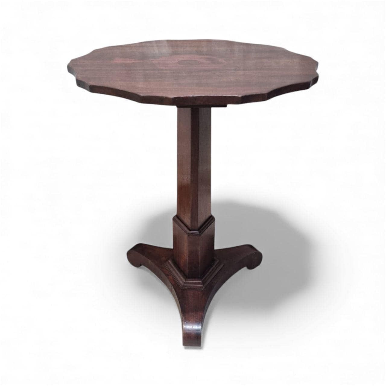 Vintage Scalloped Top Pedestal Occasional Table / Early 20th Century photo furniture