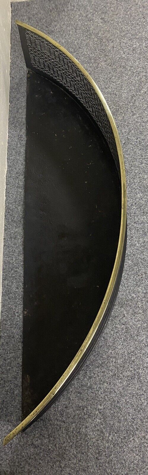 photo for sale Large Curved Period Fire Place Fender Black Steel Fretwork And Brass