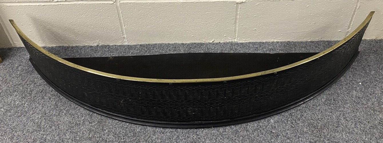 Home Fixtures Large Curved Period Fire Place Fender Black Steel Fretwork And Brass photo
