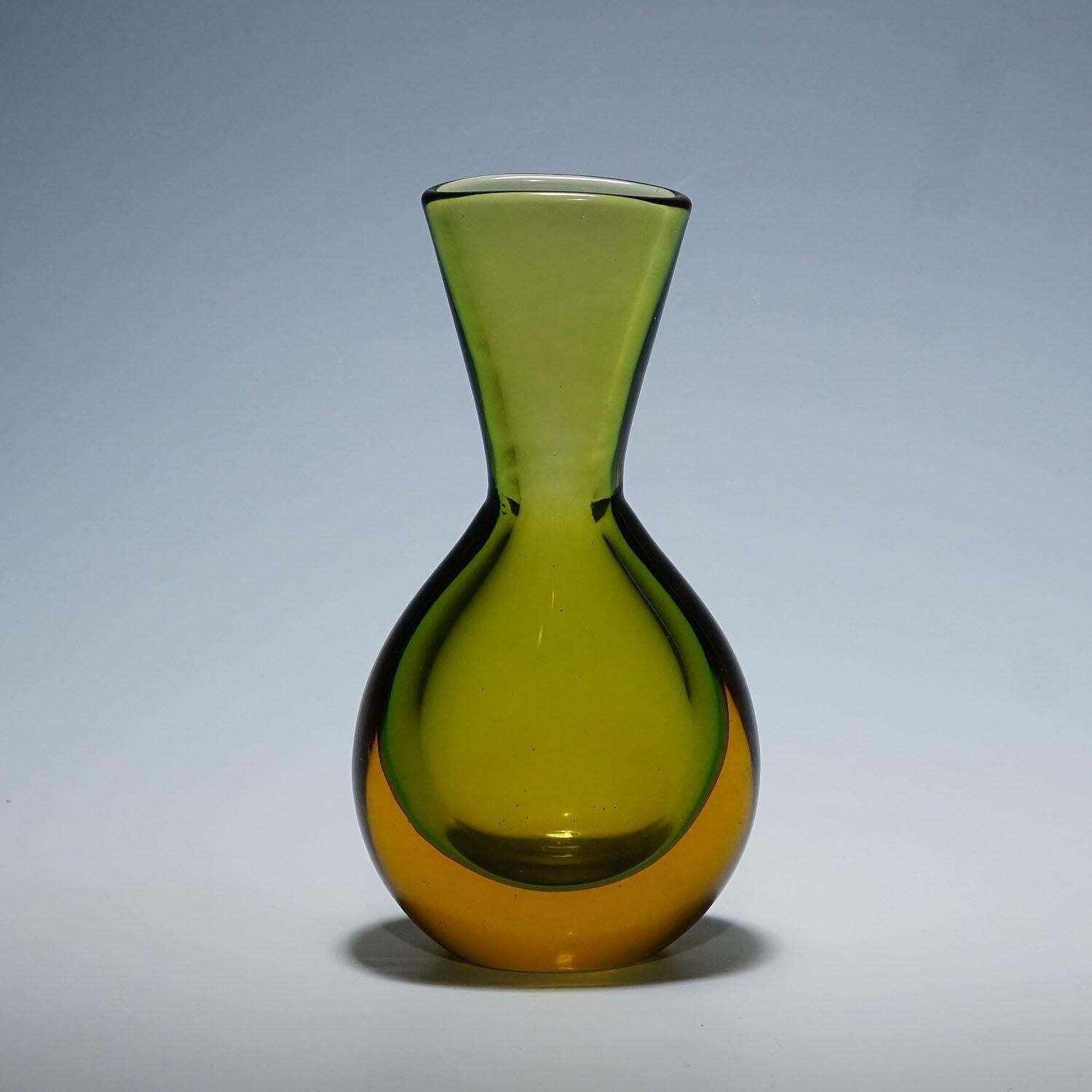 Vase In Green And Amber Sommerso Glass, Flavio Poli For Seguso photo furniture