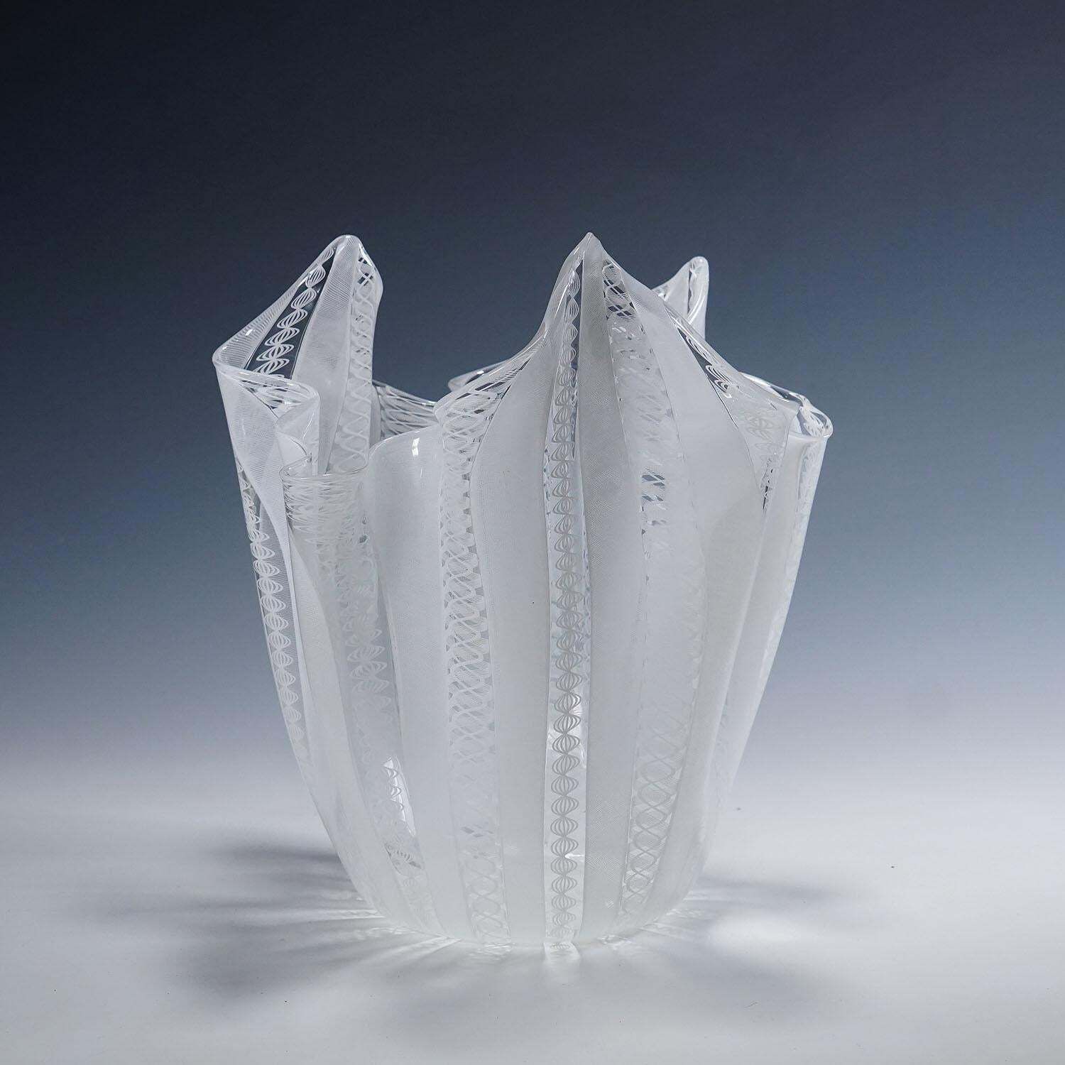 Large Fazzoletto Zanfirico Vase By Fulvio Bianconi For Venini, Venice Murano photo furniture