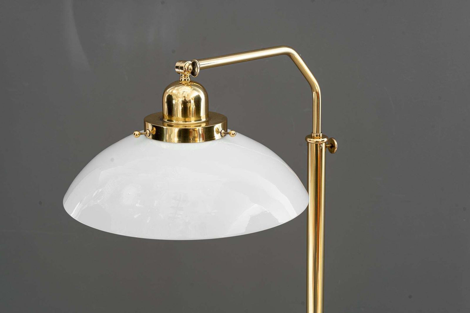 Adjustable Art Deco Floor Lamp With Original Opal Glass Shade Vienna Around 1920 photo for sale